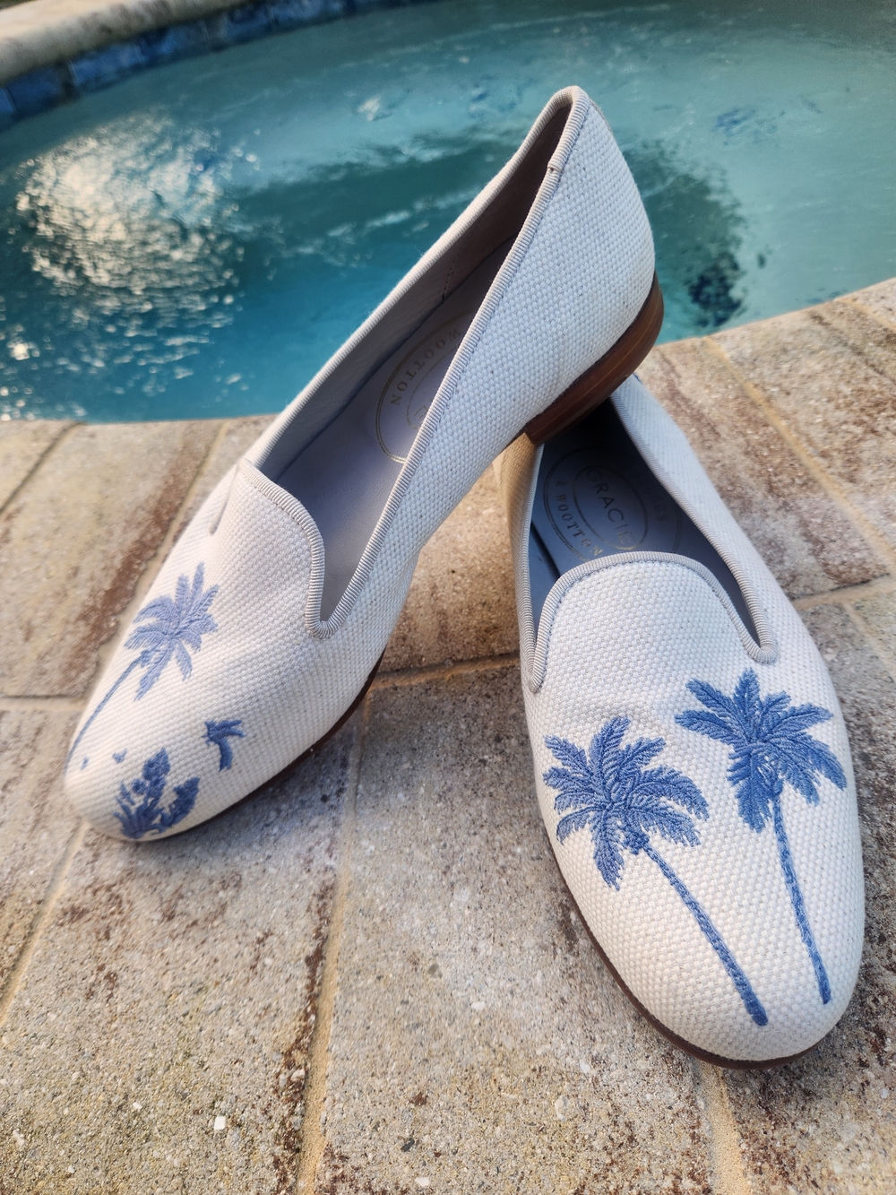 Stubbs & Wootton "Storm Flax" Linen Slipper Loafers – Women's 8.5